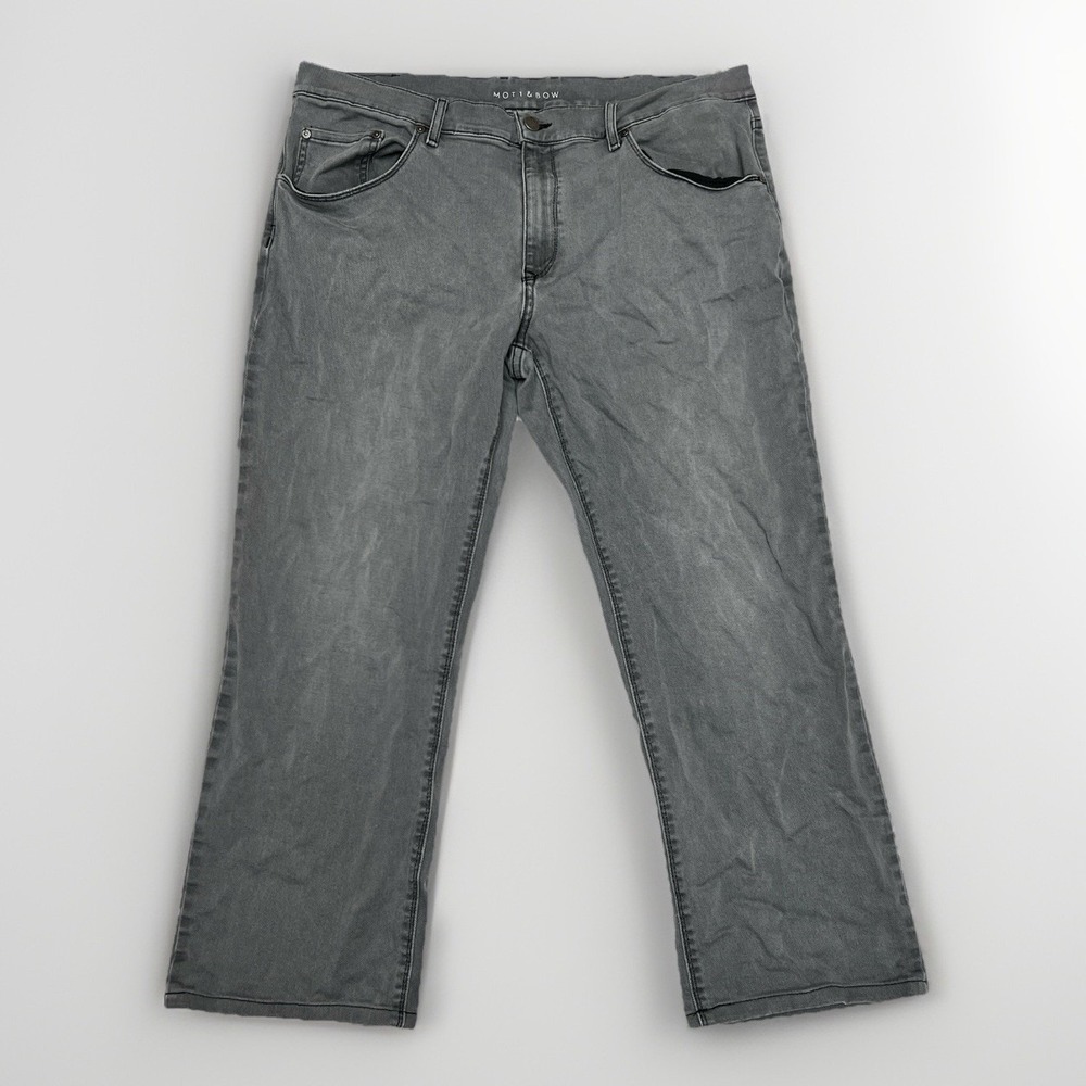 MOTT & BOW Mens Jeans, Size 38 x 32, Stone Gray Straight, Light Wash Denim